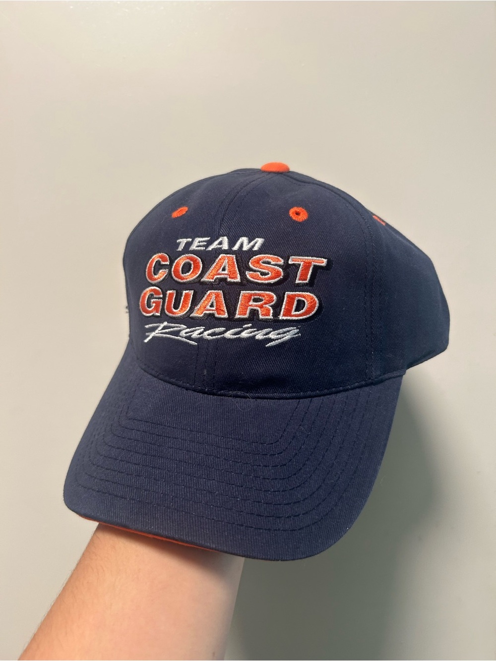 vintage navy team coast guard racing nascar strapback hat